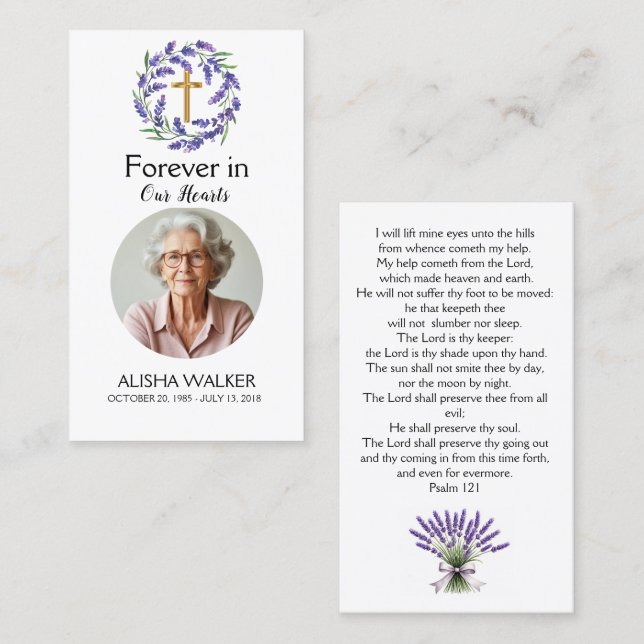 Lavender Memorial Prayer Card (Front/Back)