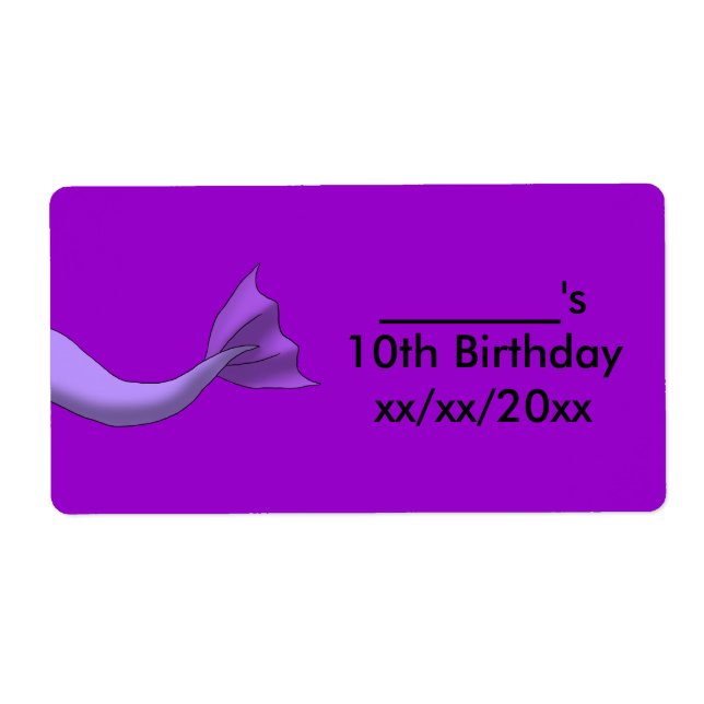 Lavender Mermaid Tail Wine or Water Bottle Label (Front)