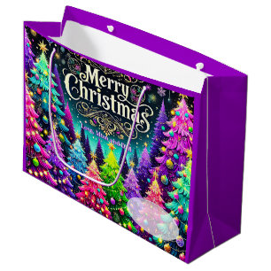 Lavender Merry Christmas Large Gift Bag
