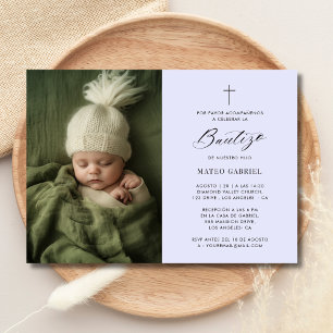 Lavender Mexican Invitacion De Bautizo Photo Invitation