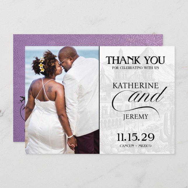 Lavender Mexico Passport Thank You Card (Front/Back)