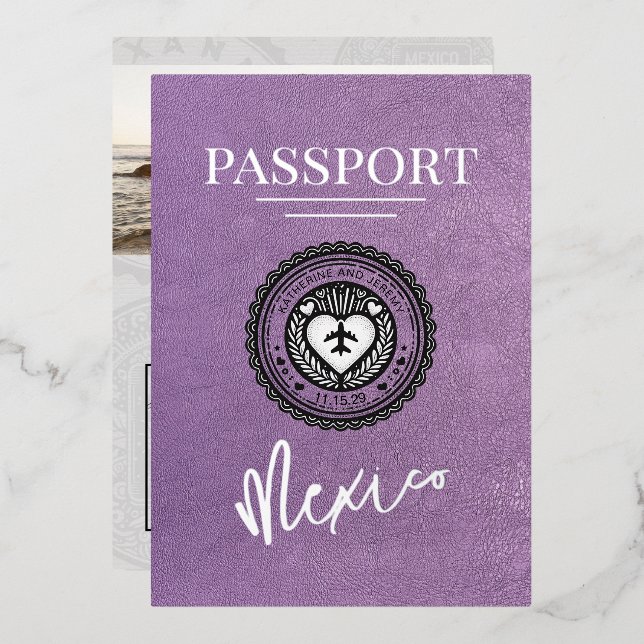 Lavender Mexico Passport Wedding (Front/Back)