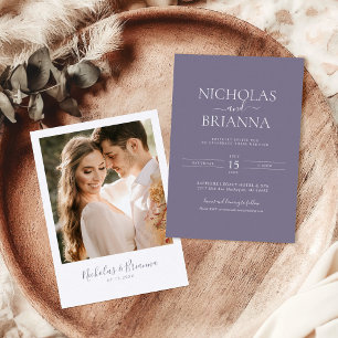 Lavender Minimalist Boho Wedding Modern Photo Invitation