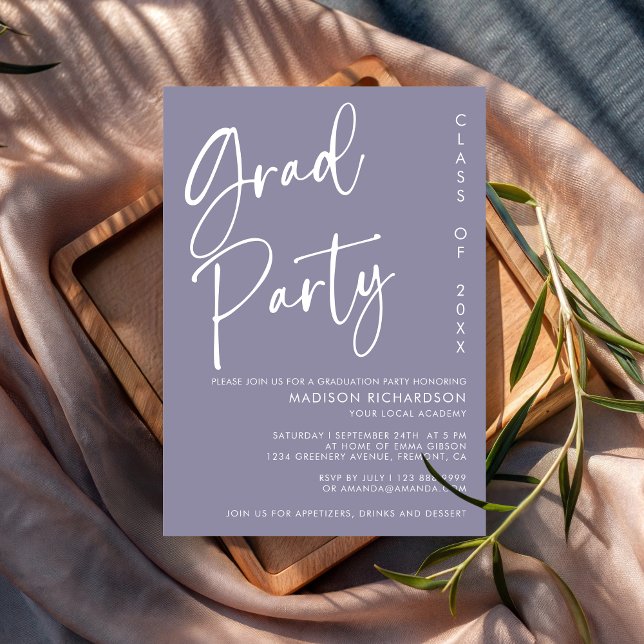 Lavender Minimalist Script Graduation Party  Invitation (Creator Uploaded)