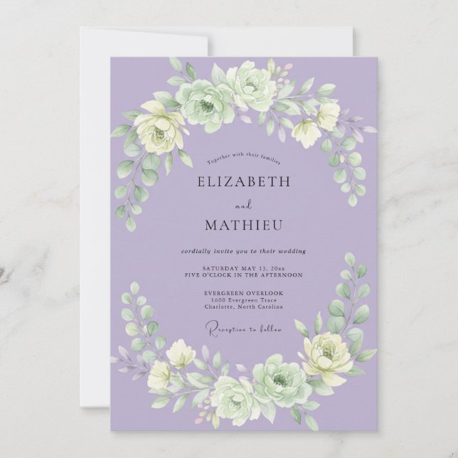 Lavender Mint Bloom Wedding Invitation (Front)