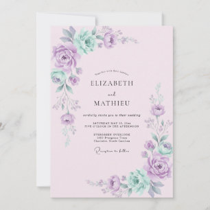Lavender Mint Floral Romance Wedding Invitation