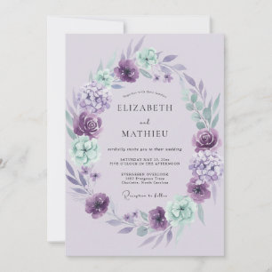 Lavender Mint Radiant Watercolor Wedding Invitation