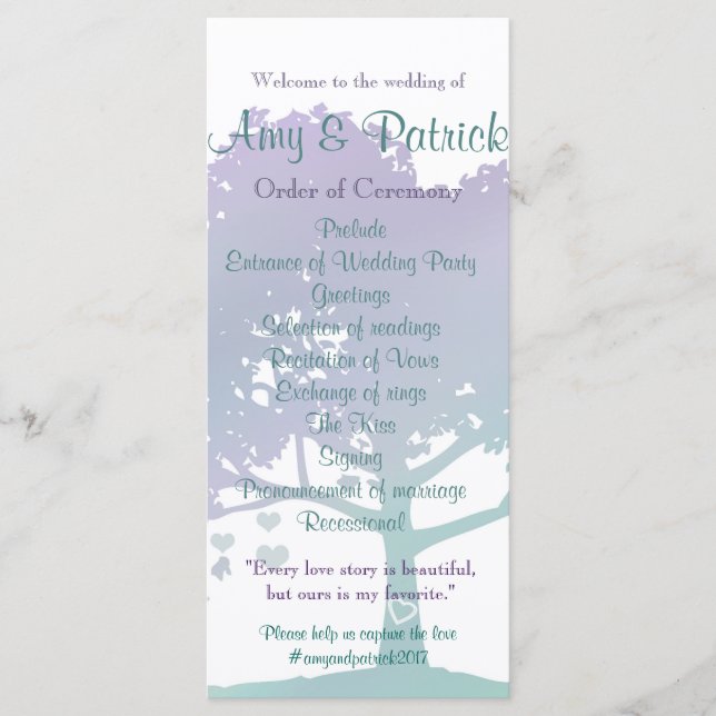 Lavender Mint Wedding Program Handout Programme (Front)
