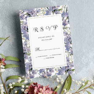 Lavender mint wild orchids floral RSVP  Invitation