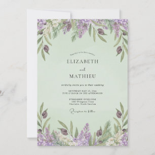 Lavender Mint Wisteria Wedding Invitation
