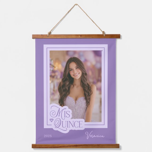Lavender Mis Quince Quinceañera Photo Hanging Tapestry (Front)