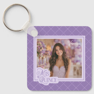 Lavender Mis Quince Quinceañera Photo Keepsake Key Ring