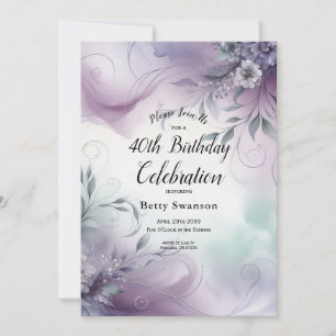 Lavender Mist and Watercolor Whispers Birthday Invitation