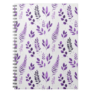 Lavender Mist Watercolor Ferns and Botanical Leave Notebook