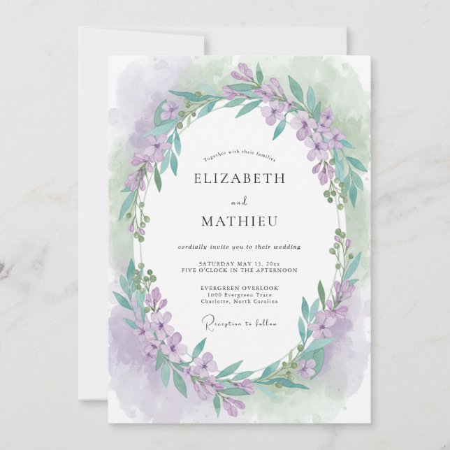 Lavender Misty Spring Wedding Invitation (Front)