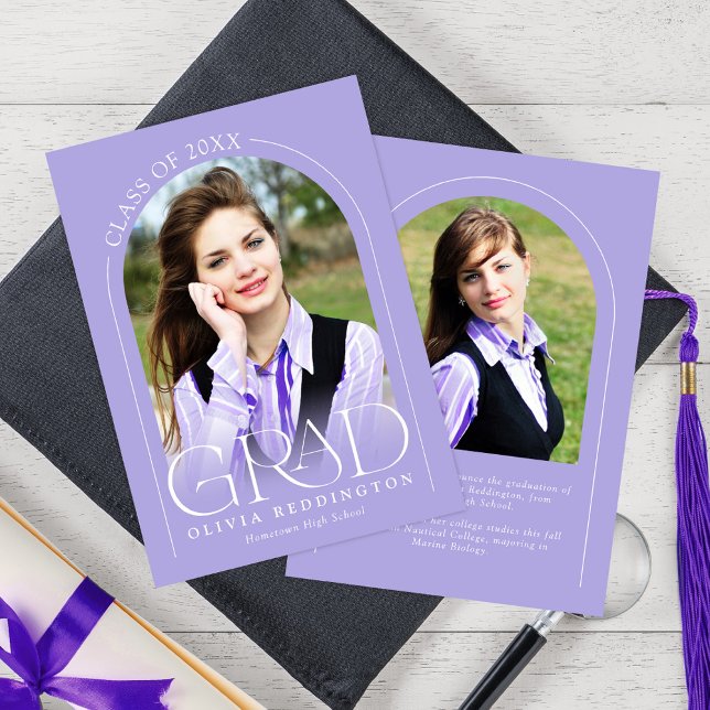 Lavender Modern 2 Photo Arch Graduation Announcement (Creator Uploaded)