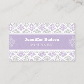 Lavender modern damask customisable business card