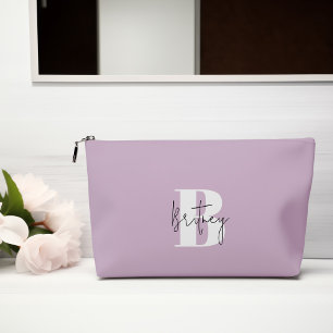 Lavender Modern Minimalist Monogrammed Accessory Pouch