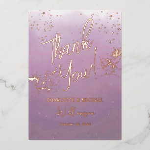 Lavender Modern Ombré Photo Overlay Wedding Thank