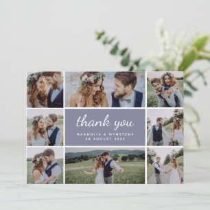 Lavender Modern Photo Collage Wedding  Thank You Card