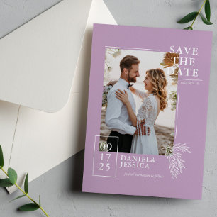 Lavender Modern Photo Wedding Save The Date 