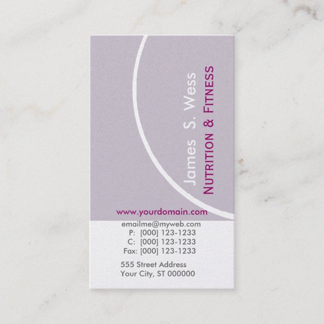 Lavender Modernist Pre-Made Custom Business Card (Front)