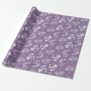 Lavender Monochrome Floral Wrapping Paper