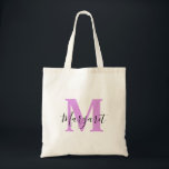 Lavender Monogram Black Script Name Tote Bag<br><div class="desc">Lavender Monogram Black Script Name Tote Bag. Can be given as gift to family and friends on their Birthday and Christmas.</div>