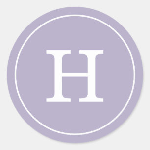 Lavender Monogram Classic Round Sticker