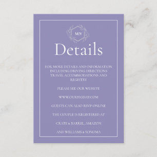 Lavender Monogram Creat Enclosure Card