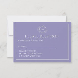 Lavender Monogram Crest RSVP card