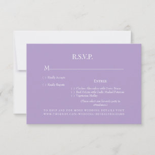 Lavender Monogram Dinner Choices Wedding RSVP Card
