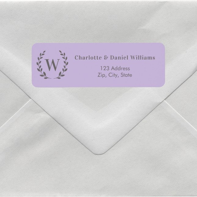 Lavender monogram initial wreath return address (Creator Uploaded)