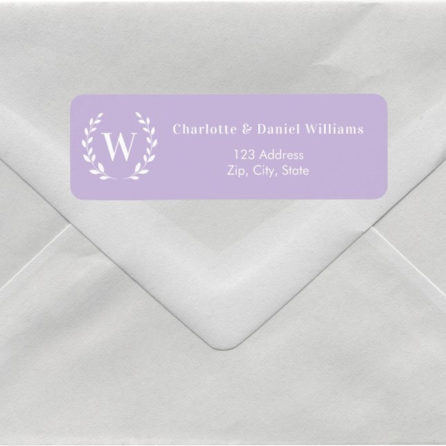 Lavender monogram initial wreath return address (Creator Uploaded)