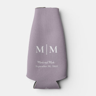 Lavender Monogram & Names Wedding Tall Can Cooler