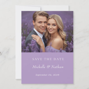 Lavender Monogram Save the Date Photo Wedding Invitation