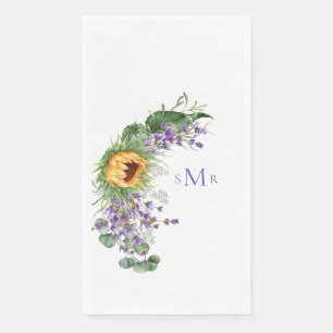 Lavender Monogram Sunflower Napkin