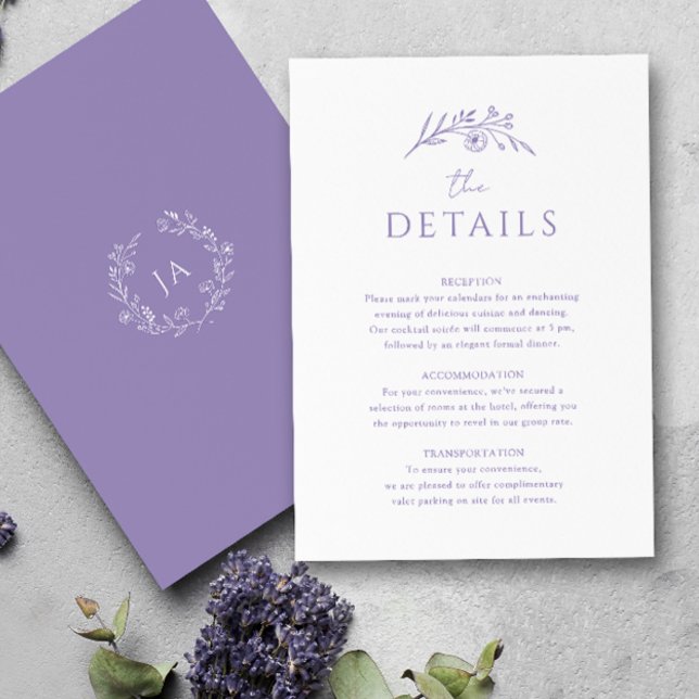  Lavender Monogram Wedding Enclosure Card (Creator Uploaded)