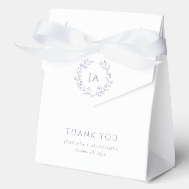 Lavender Monogram Wedding Favour Box (Front)
