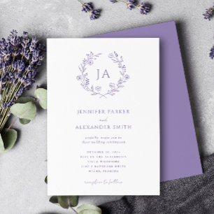 Lavender Monogram Wedding Invitation