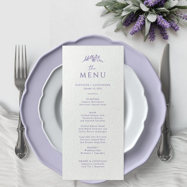 Lavender Monogram Wedding Menu (Creator Uploaded)