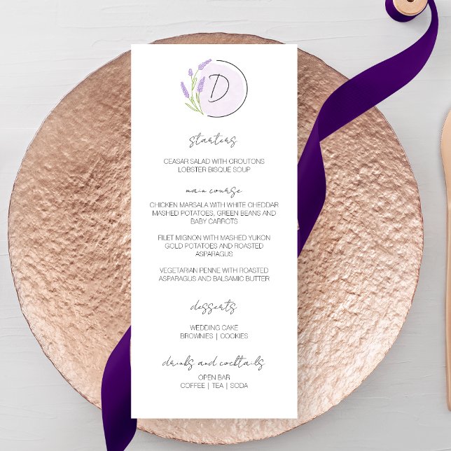 Lavender Monogram Wedding Menu (Creator Uploaded)