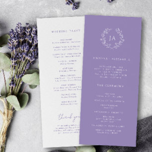  Lavender Monogram Wedding Programme