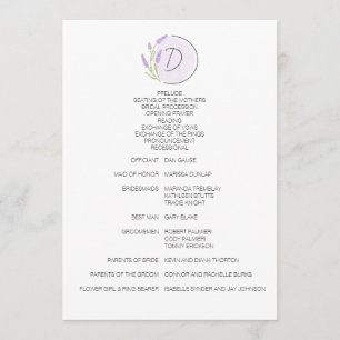Lavender Monogram Wedding Programme