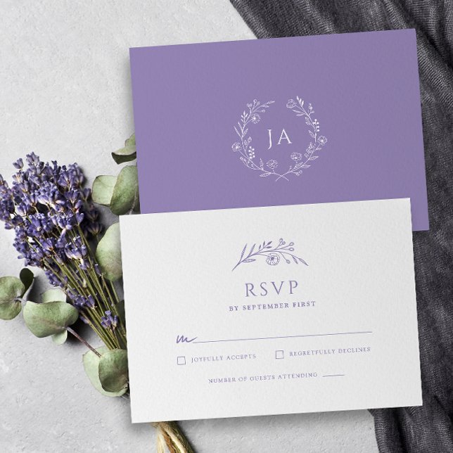 Lavender Monogram Wedding RSVP Card (Creator Uploaded)