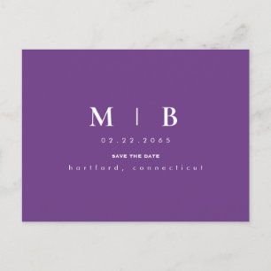 Lavender Monogram Wedding Save the Date Postcard