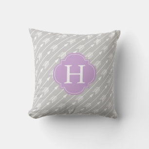 Lavender Monogrammed Arrows Pattern Cushion