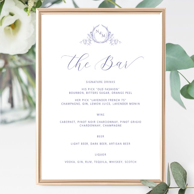 Lavender Monogrammed Elegant Bar Wedding Sign (Creator Uploaded)