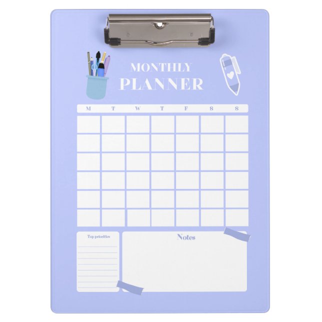 Lavender Monthly Planner Layout Art Clipboard (Front)