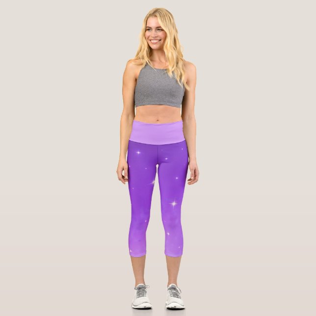 "LAVENDER MOON" Custom High-Waisted Capri Pants (Front)